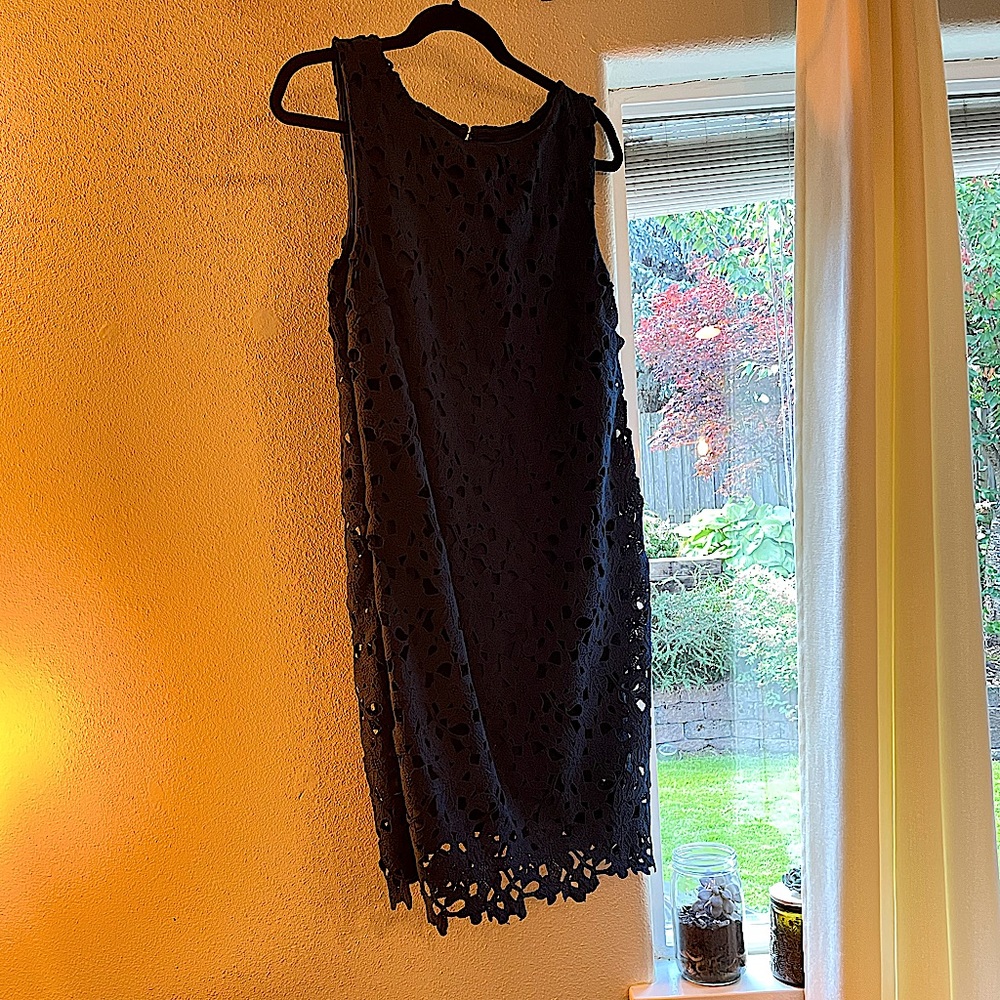 Navy lace cocktail dress
